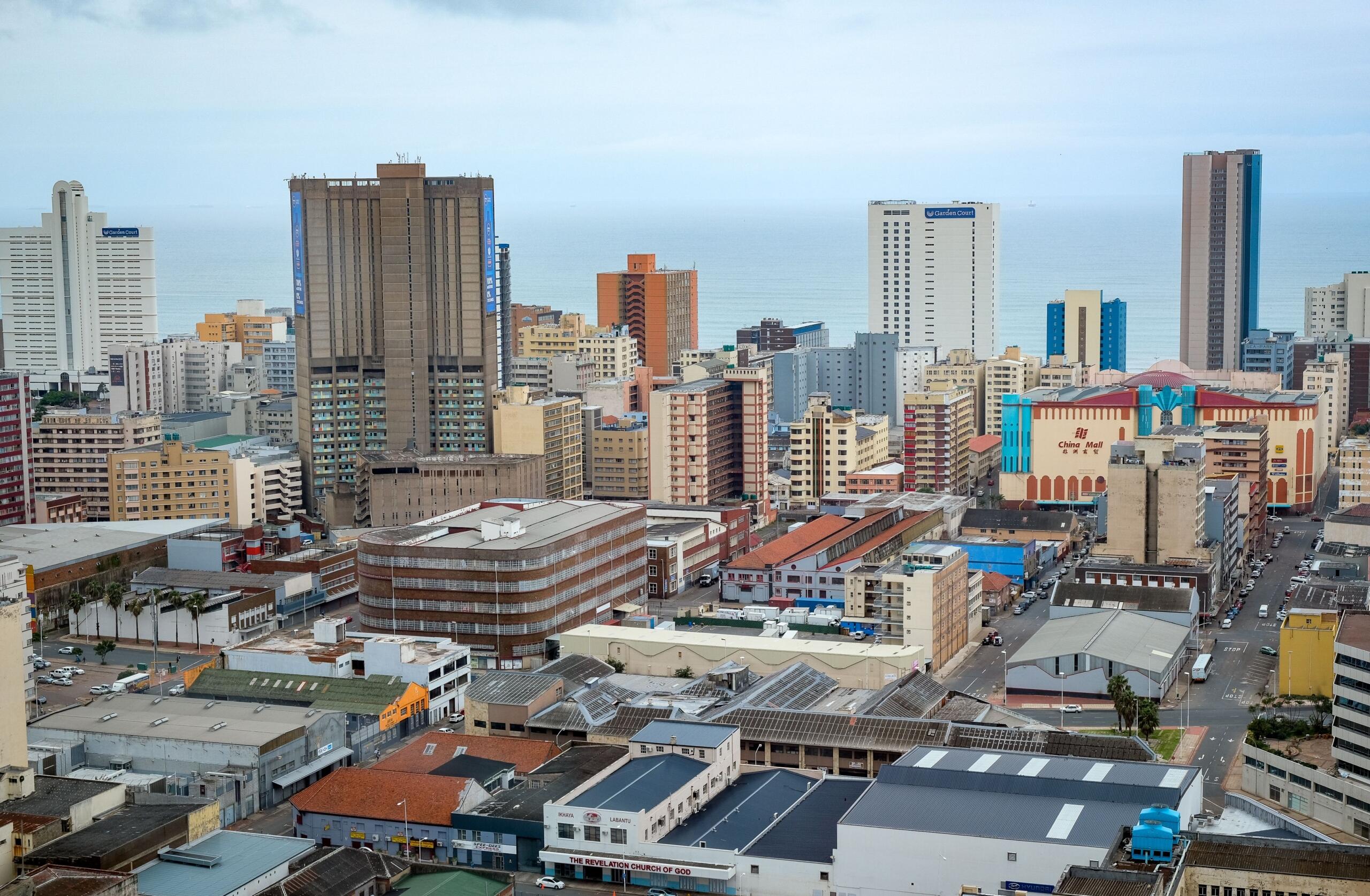 An aerial view of Durban's city centre.