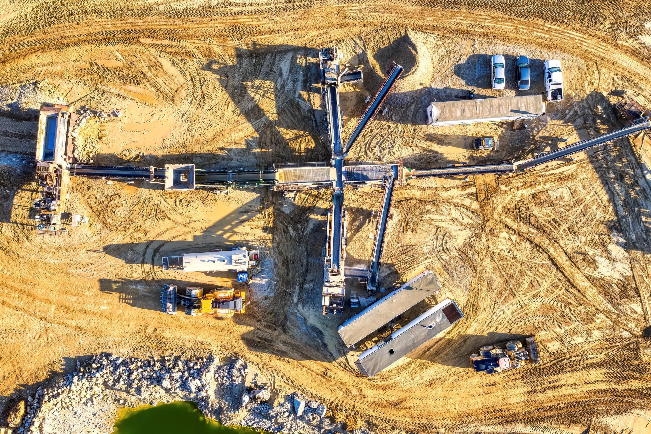 An aerial view of a mining site.