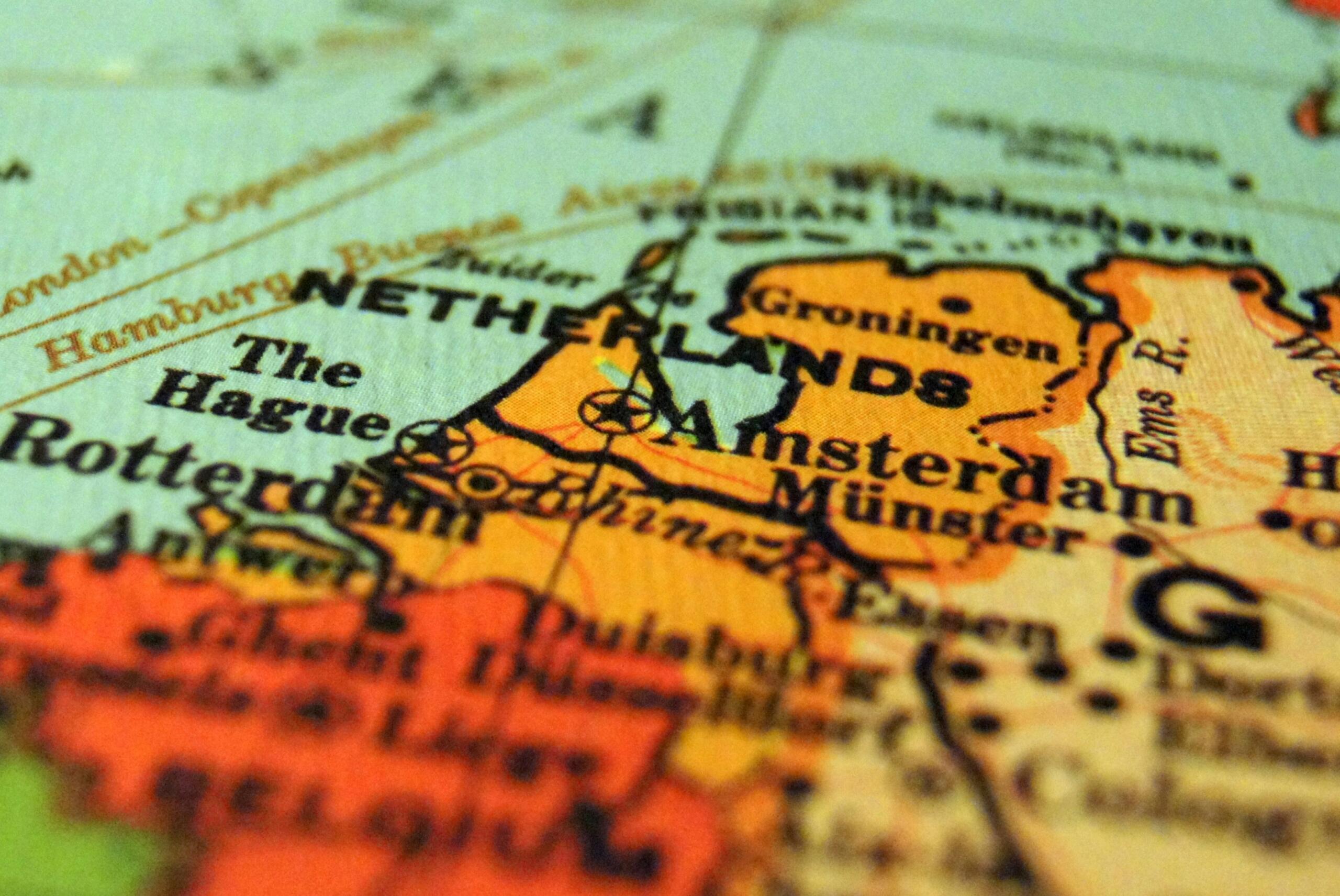 An image of a map showing the Netherlands.
