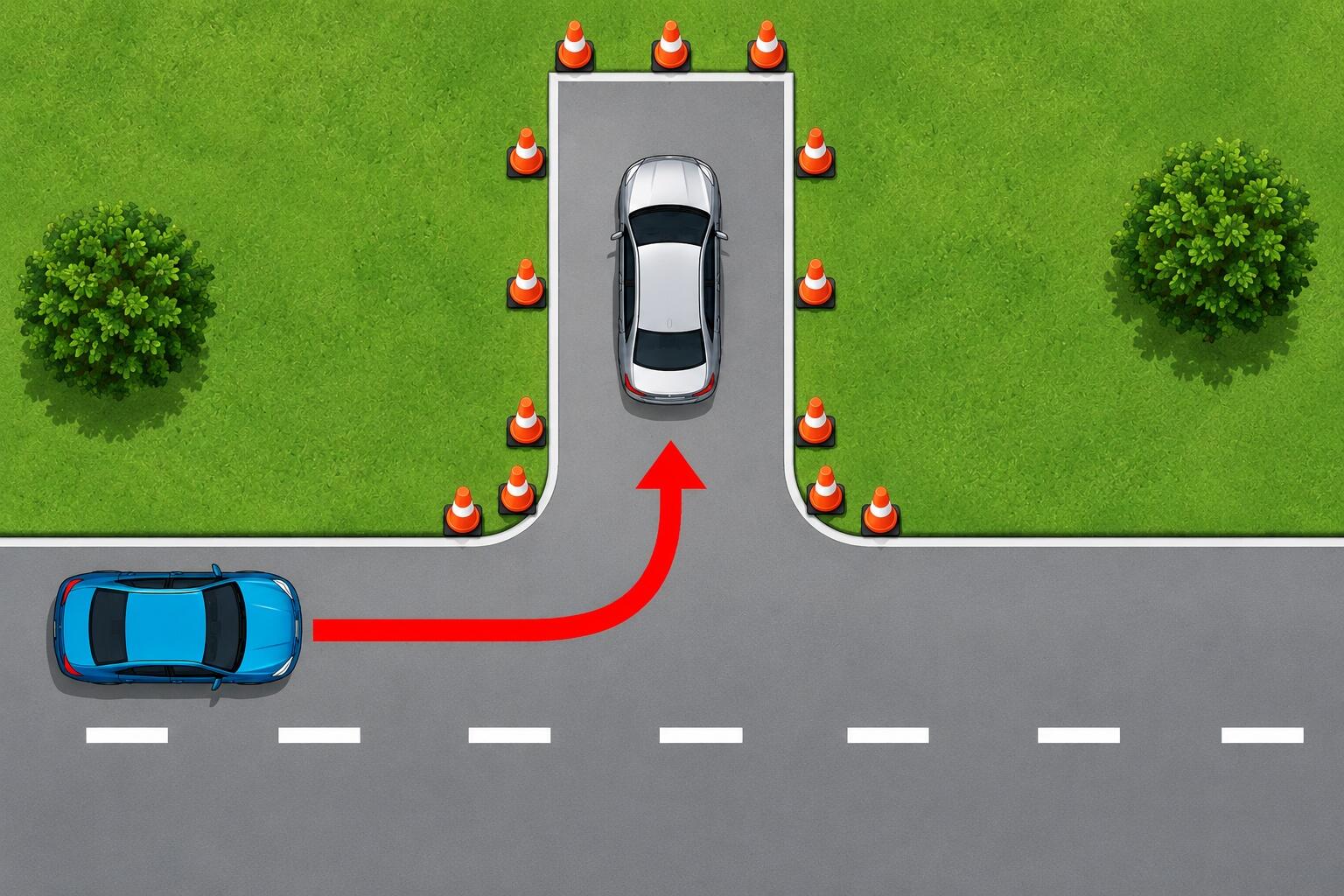 An image of a diagram that depicts the K53 alley docking parking manoeuvre.